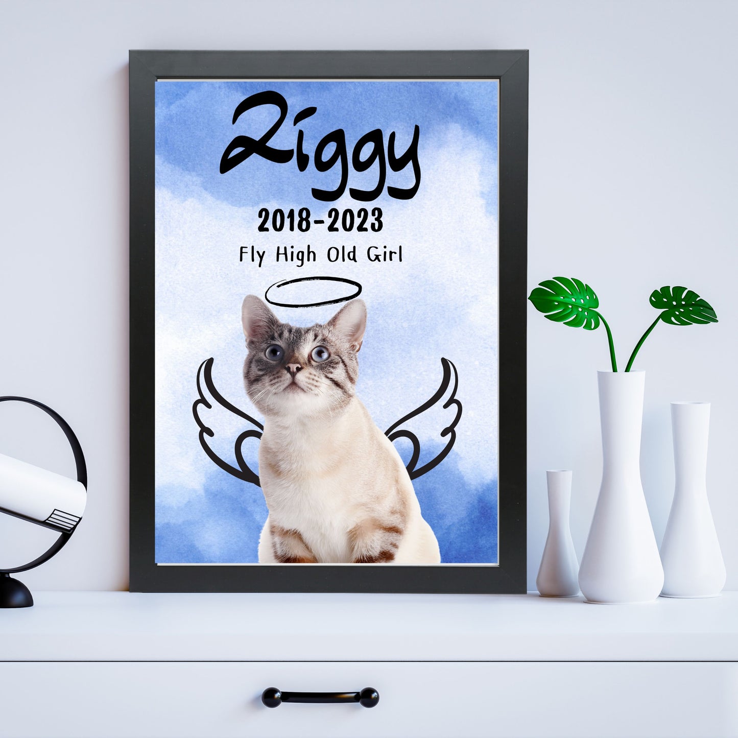 Pet Memorial Personalised Portrait Custom Pet Portrait Angel Personalised Wall Art Pet Remembrance Gift