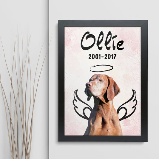 Pet Memorial Personalised Portrait Custom Pet Portrait Angel Personalised Wall Art Pet Remembrance Gift