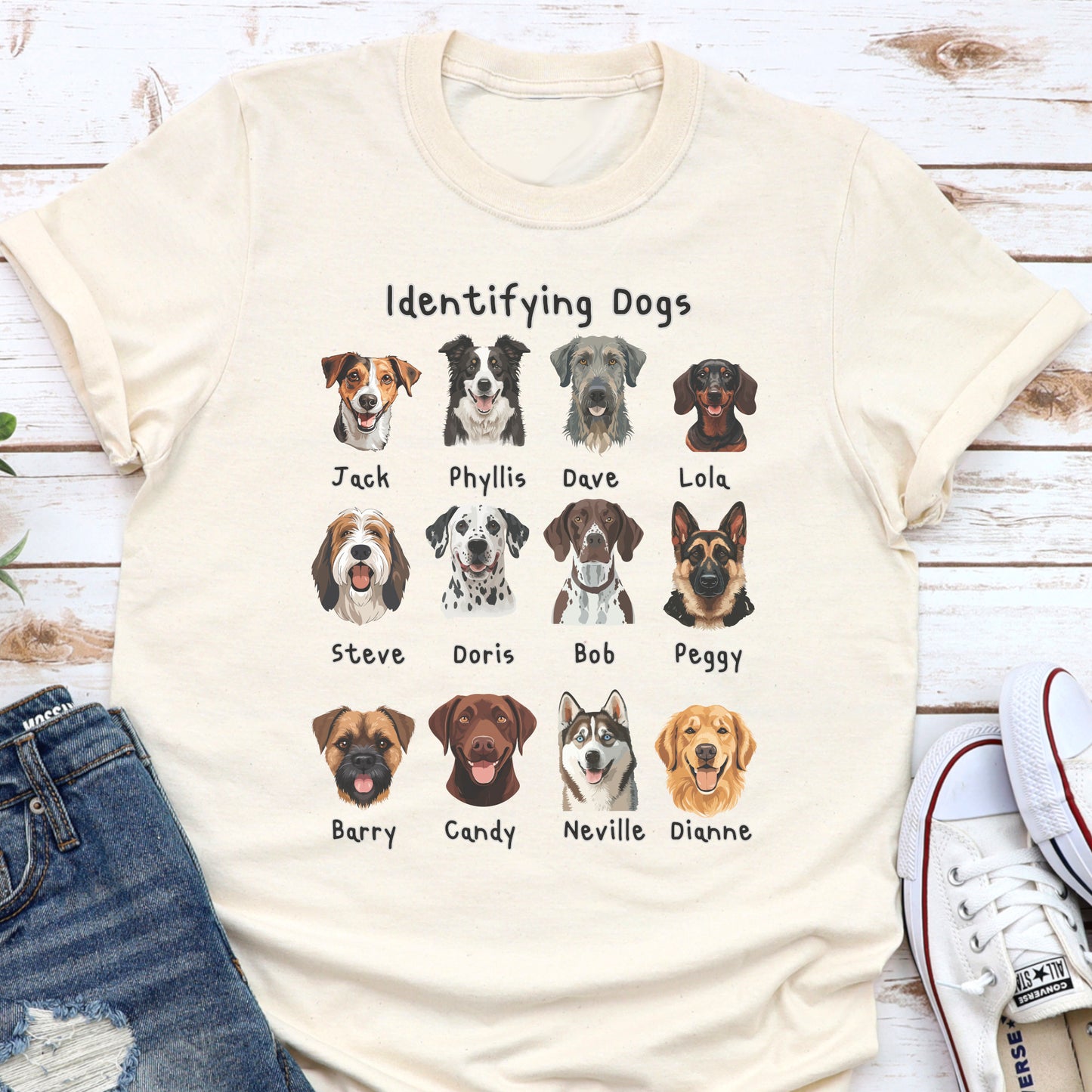 Funny Dog Faces Shirt Dog Breeds Identifying Dogs Tee Cute Pet Name T-Shirt Dog Breed Cartoon Tee Dog Lover Gift