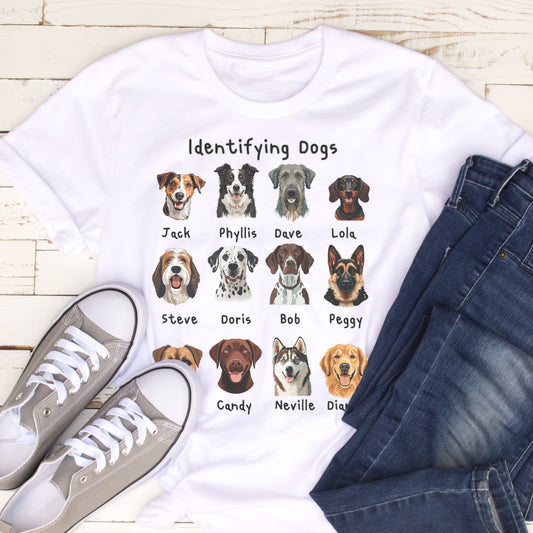 Funny Dog Faces Shirt Dog Breeds Identifying Dogs Tee Cute Pet Name T-Shirt Dog Breed Cartoon Tee Dog Lover Gift