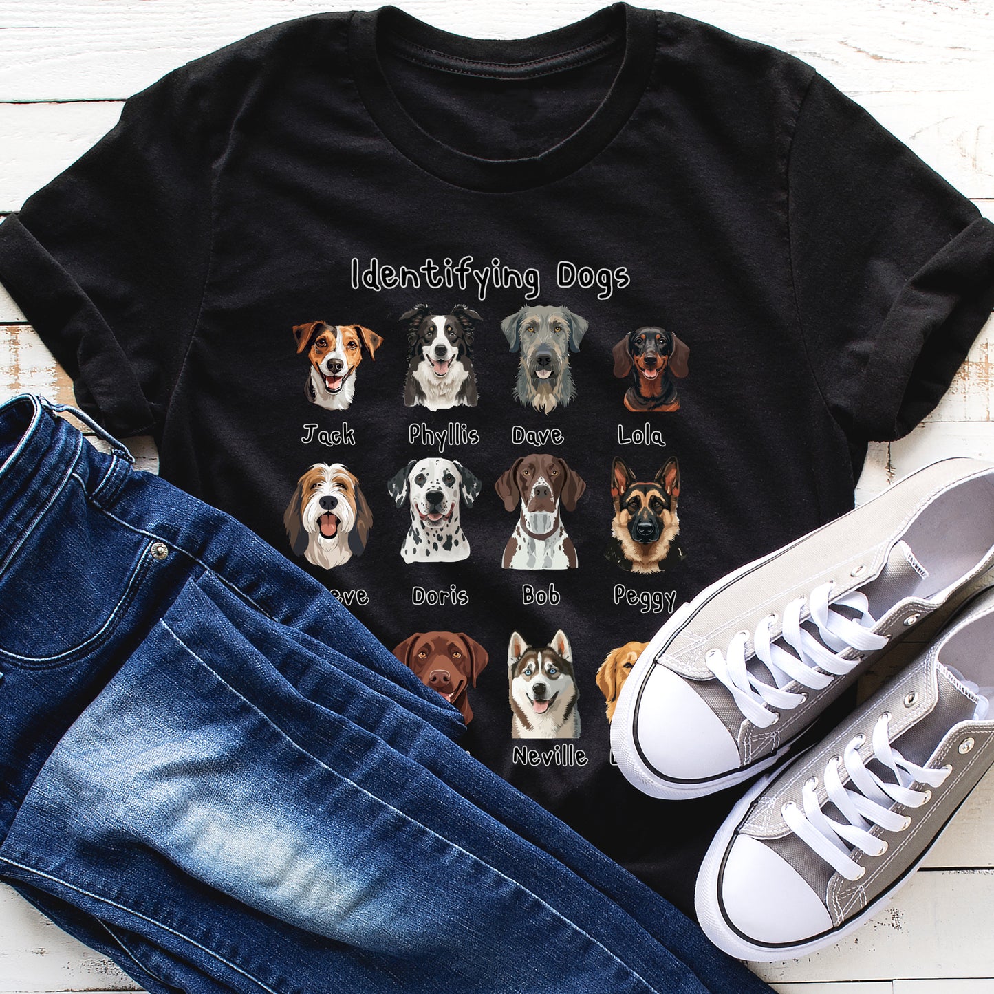 Funny Dog Faces Shirt Dog Breeds Identifying Dogs Tee Cute Pet Name T-Shirt Dog Breed Cartoon Tee Dog Lover Gift