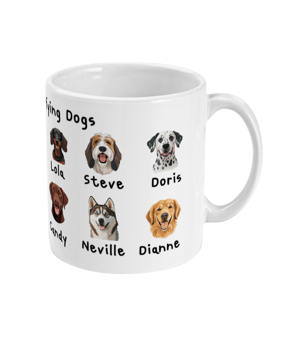 Funny Dog Lover Mug Identifying Dogs Coffee Cup Cute Dog Faces with Names Gift for Dog Mum or Dad Pet Lover Coffee Mug