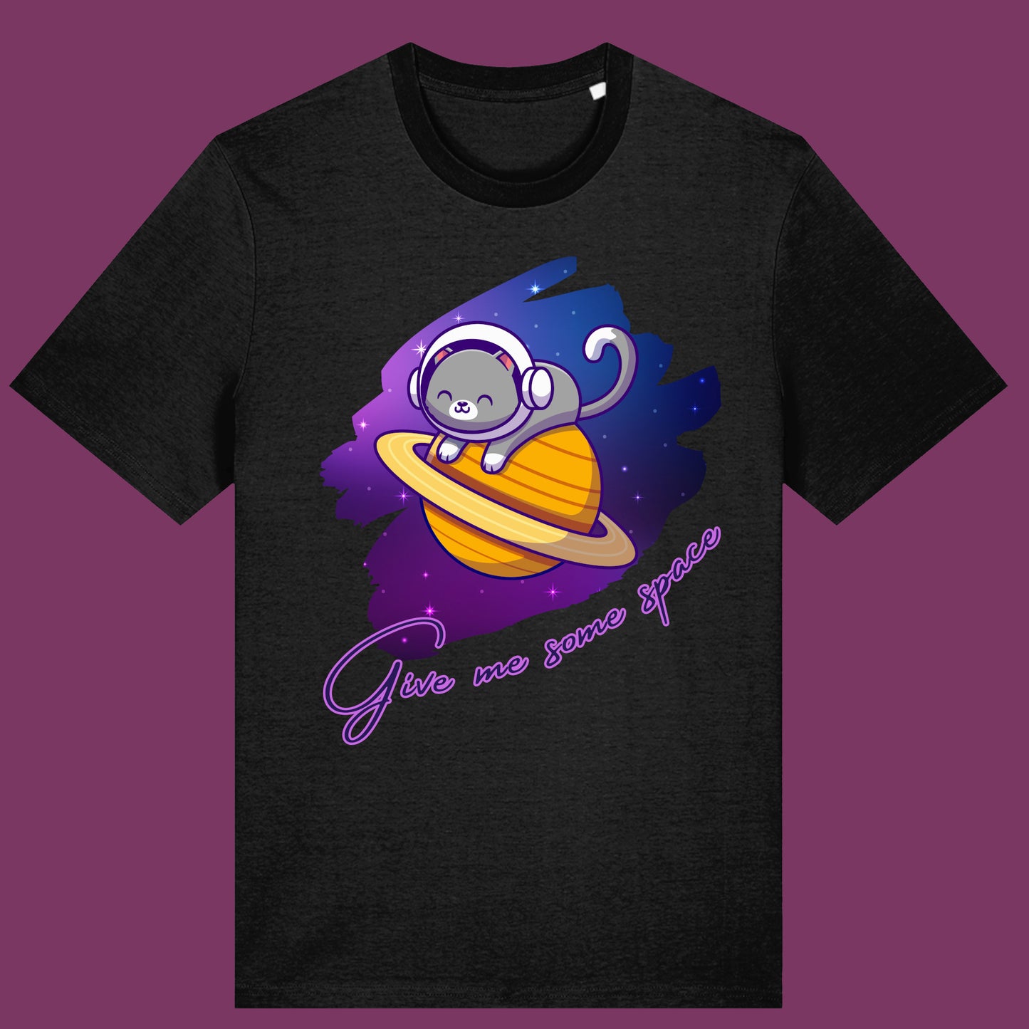 Space Cat T-Shirt Cute Astronaut Cat Funny Cosmic Kitty Tee Galaxy Cat Graphic Shirt Give Me Some Space Gift for Cat Lovers