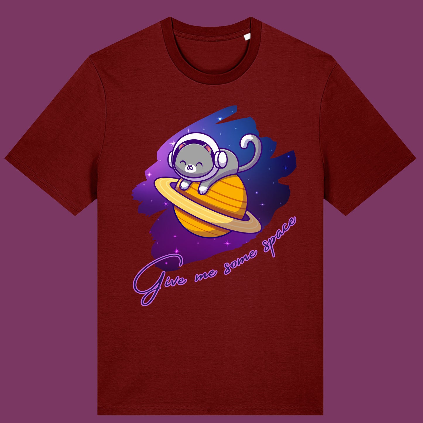 Space Cat T-Shirt Cute Astronaut Cat Funny Cosmic Kitty Tee Galaxy Cat Graphic Shirt Give Me Some Space Gift for Cat Lovers