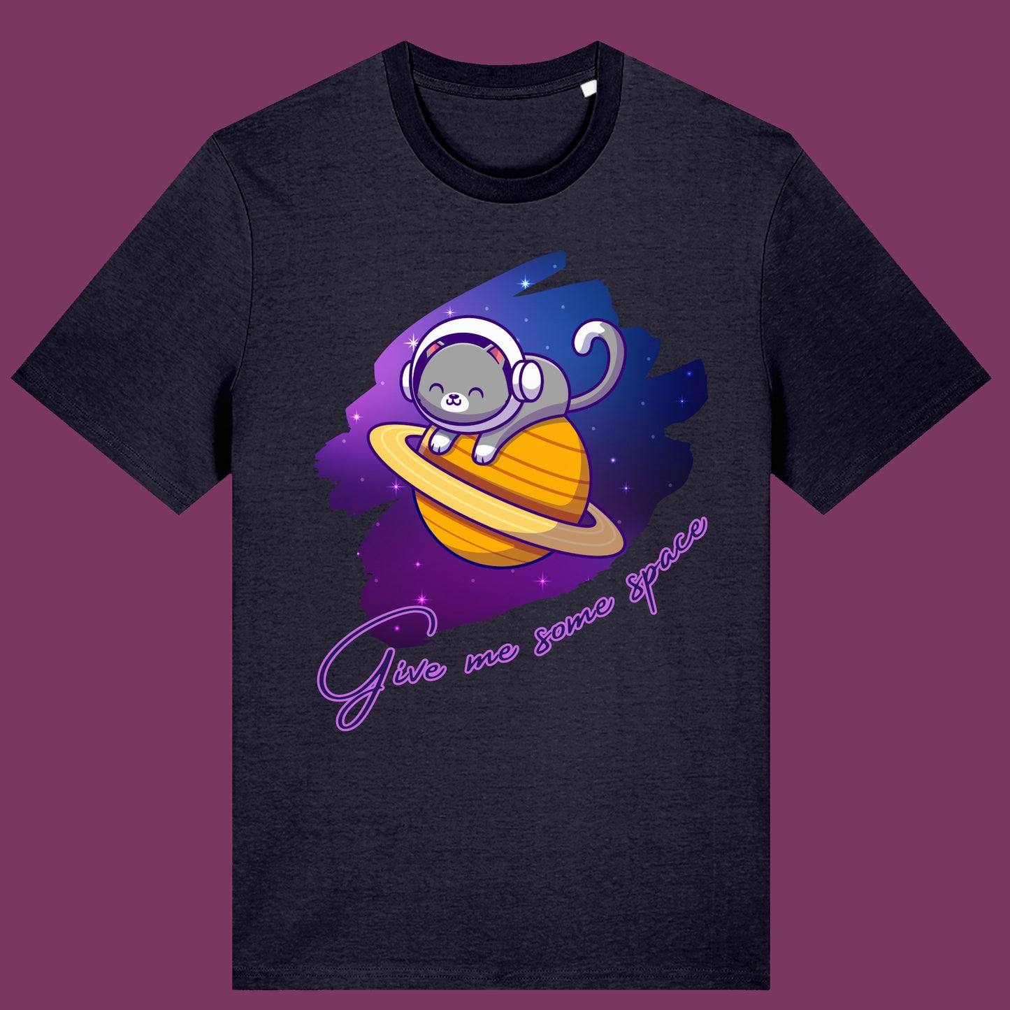 Space Cat T-Shirt Cute Astronaut Cat Funny Cosmic Kitty Tee Galaxy Cat Graphic Shirt Give Me Some Space Gift for Cat Lovers