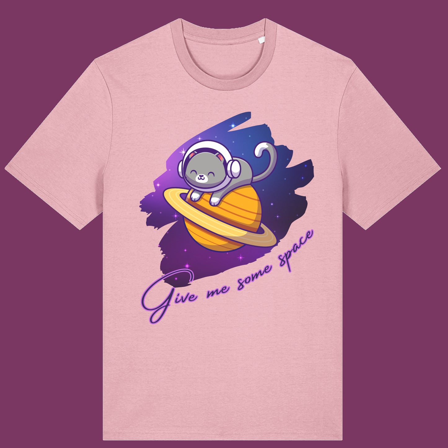 Space Cat T-Shirt Cute Astronaut Cat Funny Cosmic Kitty Tee Galaxy Cat Graphic Shirt Give Me Some Space Gift for Cat Lovers