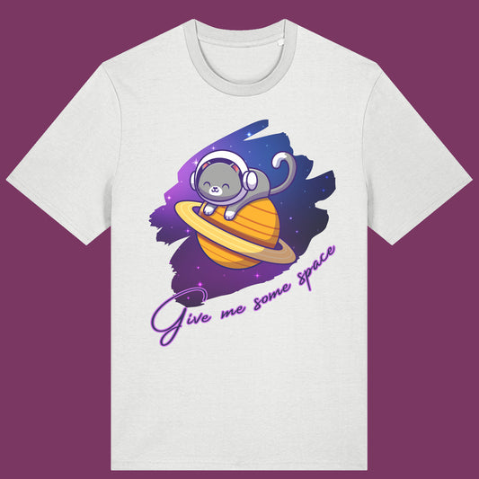 Space Cat T-Shirt Cute Astronaut Cat Funny Cosmic Kitty Tee Galaxy Cat Graphic Shirt Give Me Some Space Gift for Cat Lovers