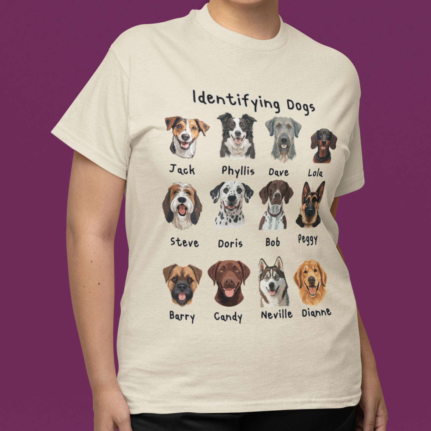 Funny Dog Faces Shirt Dog Breeds Identifying Dogs Tee Cute Pet Name T-Shirt Dog Breed Cartoon Tee Dog Lover Gift