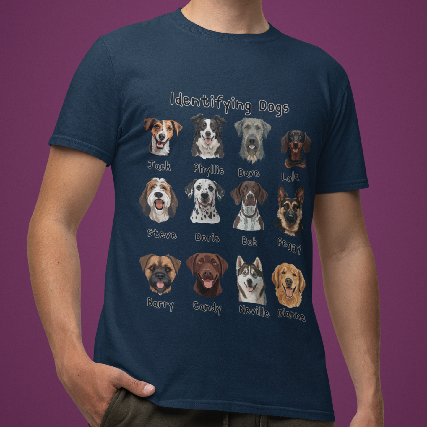 Funny Dog Faces Shirt Dog Breeds Identifying Dogs Tee Cute Pet Name T-Shirt Dog Breed Cartoon Tee Dog Lover Gift