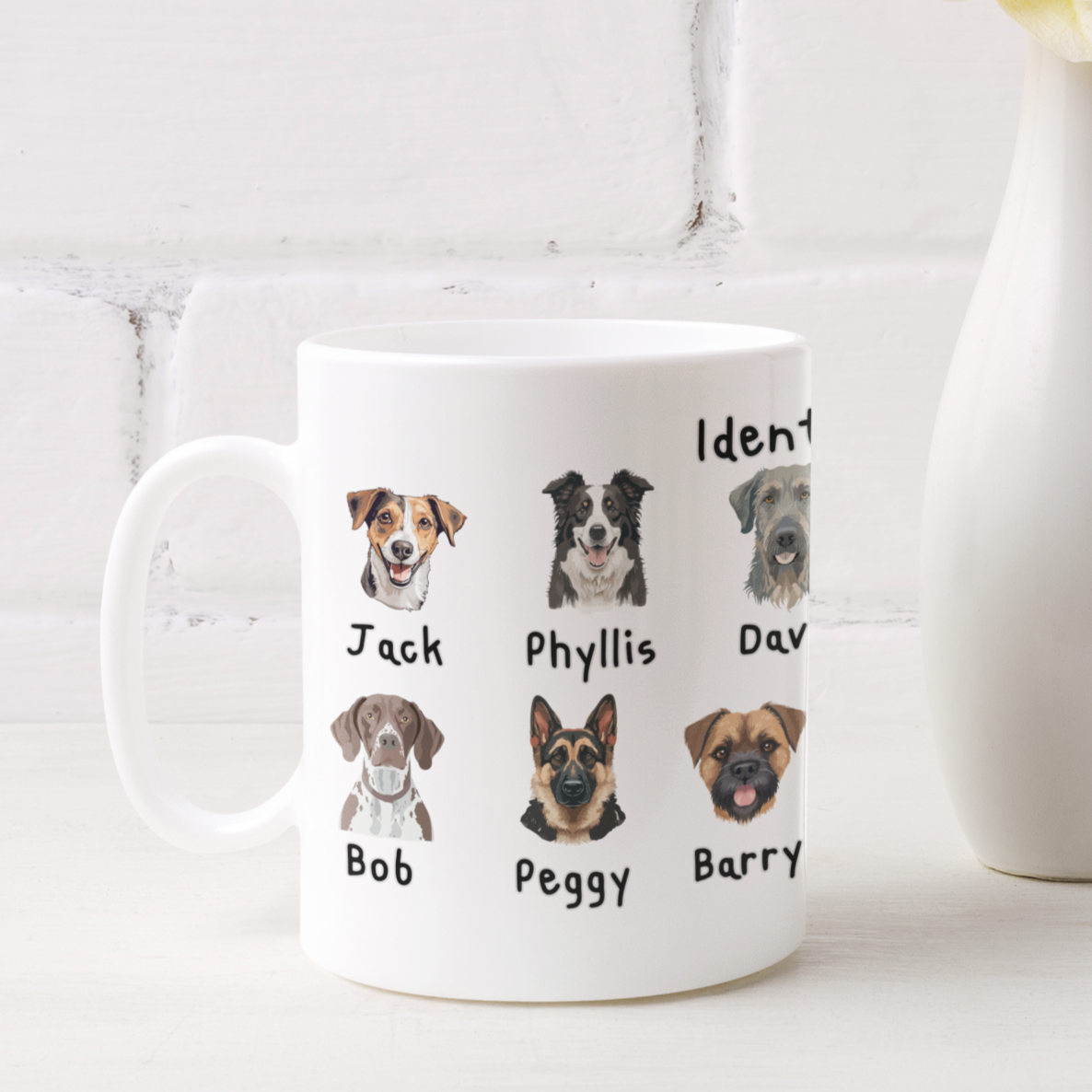 Funny Dog Lover Mug Identifying Dogs Coffee Cup Cute Dog Faces with Names Gift for Dog Mum or Dad Pet Lover Coffee Mug