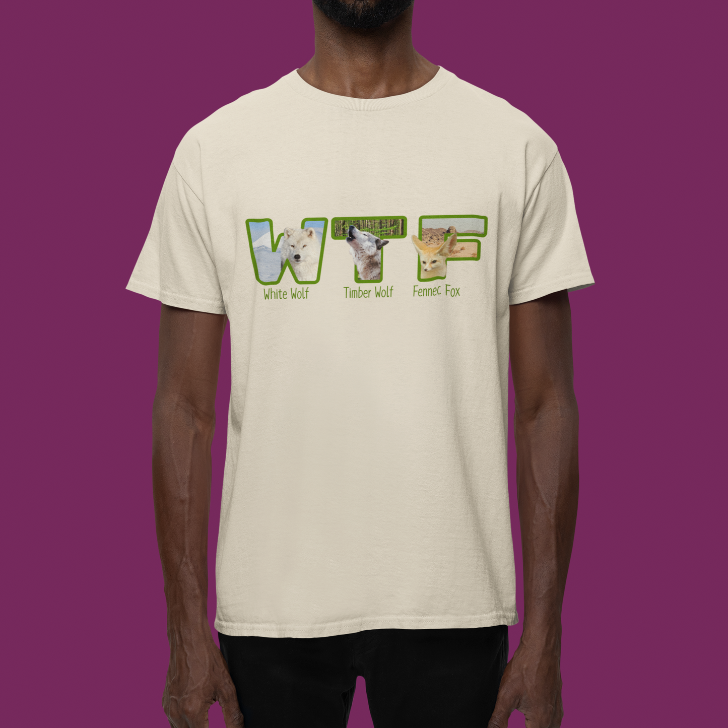 Funny WTF Animal Shirt Wolf Fox T-Shirt Wildlife Joke Shirt for Animal Lovers Nature Pun Graphic Tee WTF Fox Wolf Gift Shirt