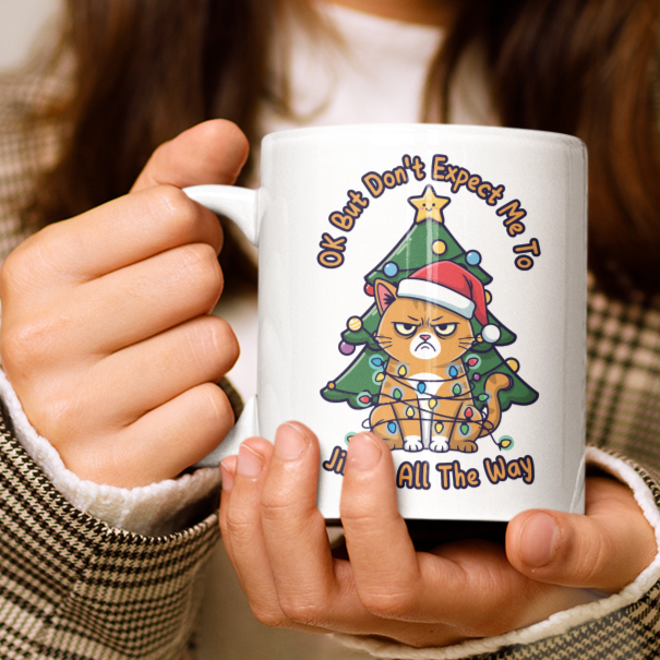 Jingle All The Way Christmas Mug Cat Lover Coffee Mug Funny Christmas Gift