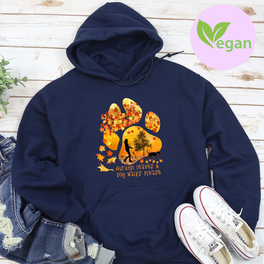 Autumn Leaves Dog Walker Paw Print Dog Lover hoodie Dog Owner Gift  unisex / non binary hoodie navy