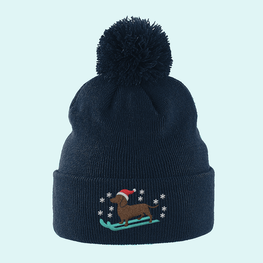 Dachshund Lover Christmas Dog Lover Pompom Beanie Hat