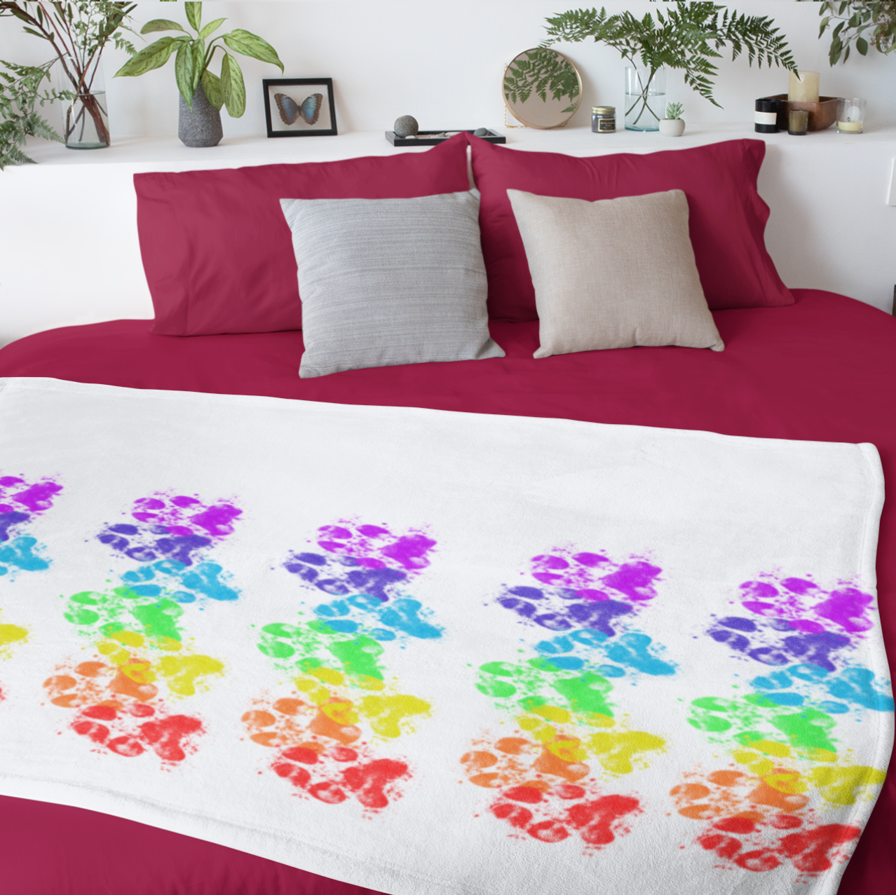 Rainbow Paw Prints Dog lover Throw Blanket The Ultimutt Tee