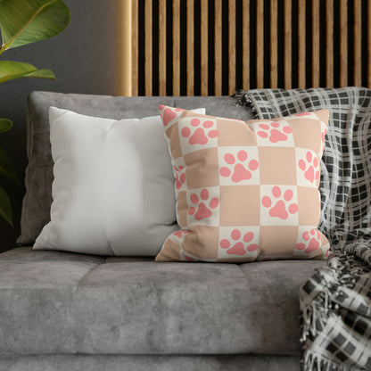 Checkered Cushion Paw Print Check Pattern Pillow Dog Paws Checkerboard Throw Pillow Dog Lover Home Decor Gift Idea