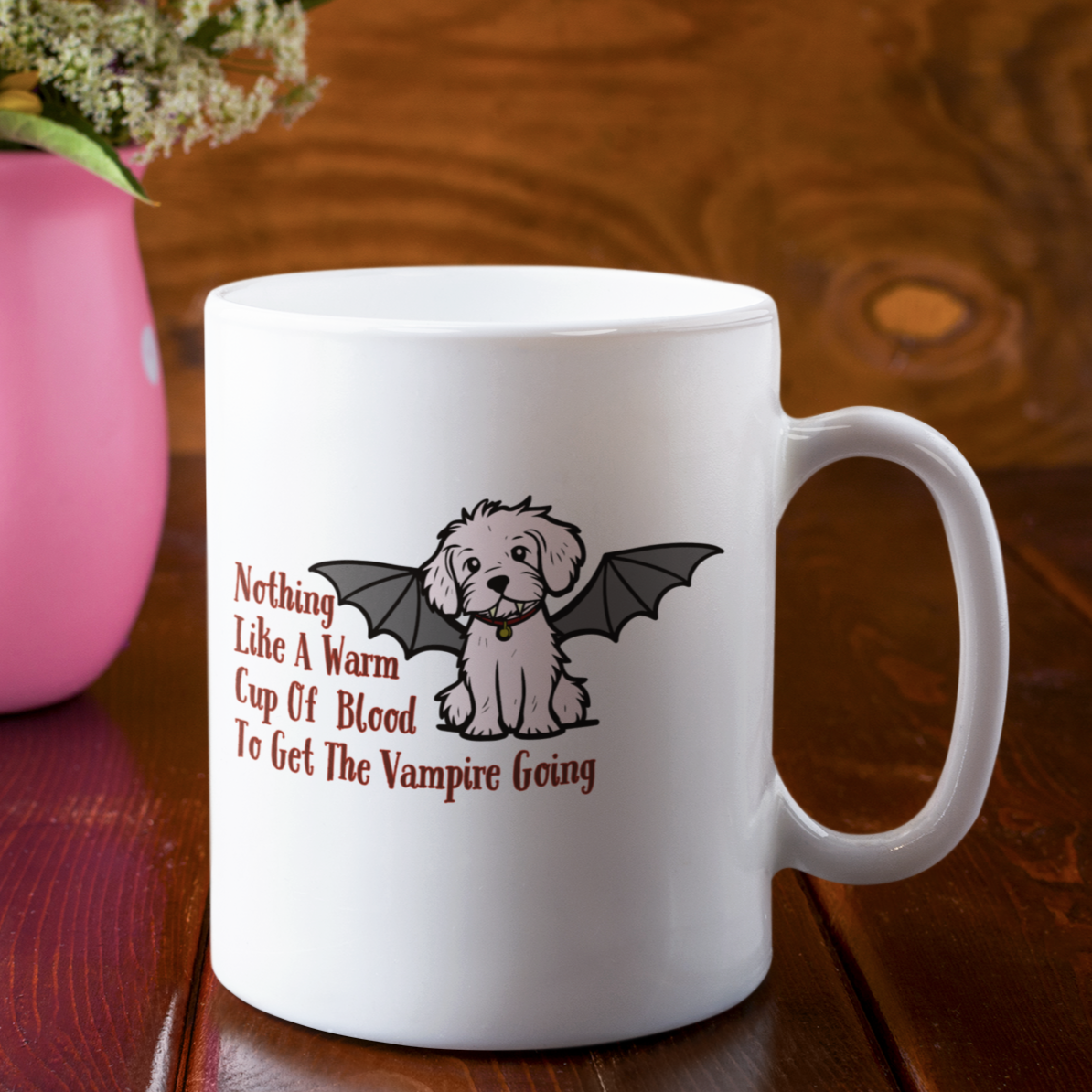 Vampire Blood Dog Lover Mug Bat Dog Dracula Fangs Coffee Mug Bat Wings Dog Mug