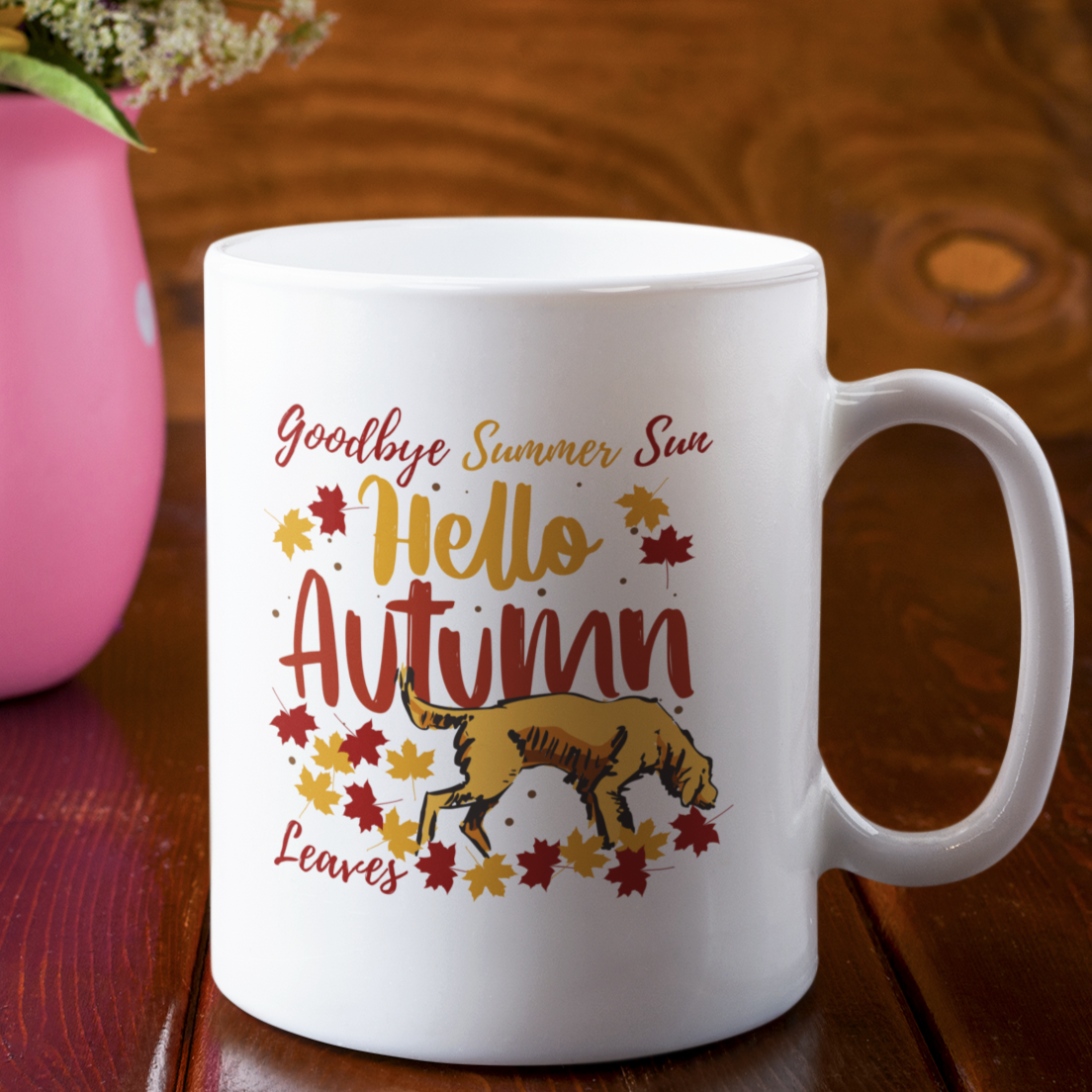 Autumn Leaves Coffee Mug Dog Lover Mug Autumn Dog Owner Gift