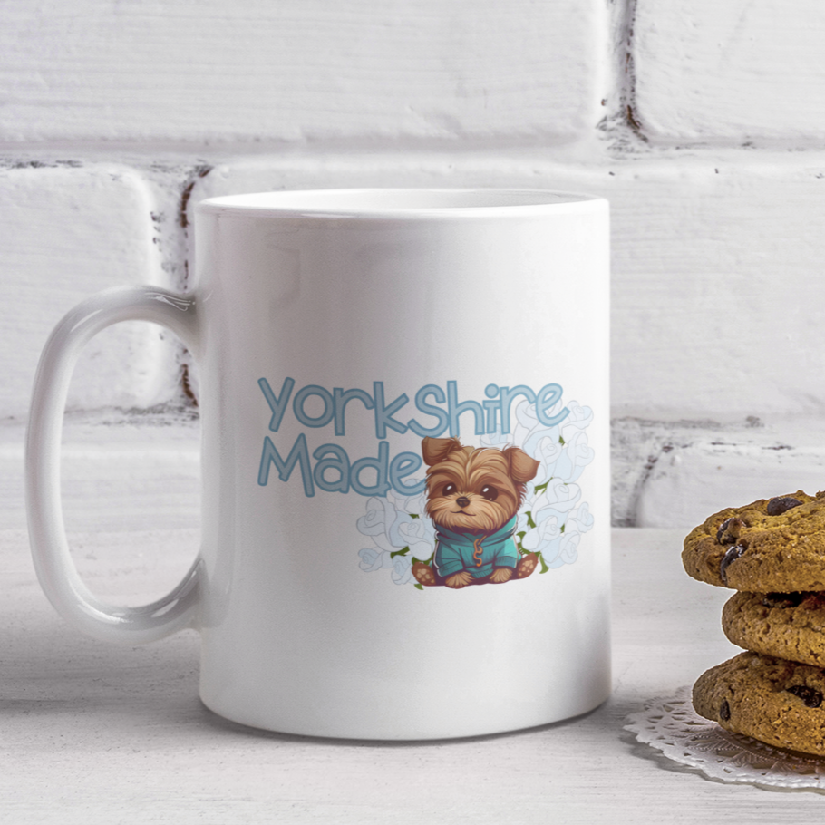 Yorkshire White Rose Mug Yorkshire Terrier Coffee Mug Dog Lover Gift