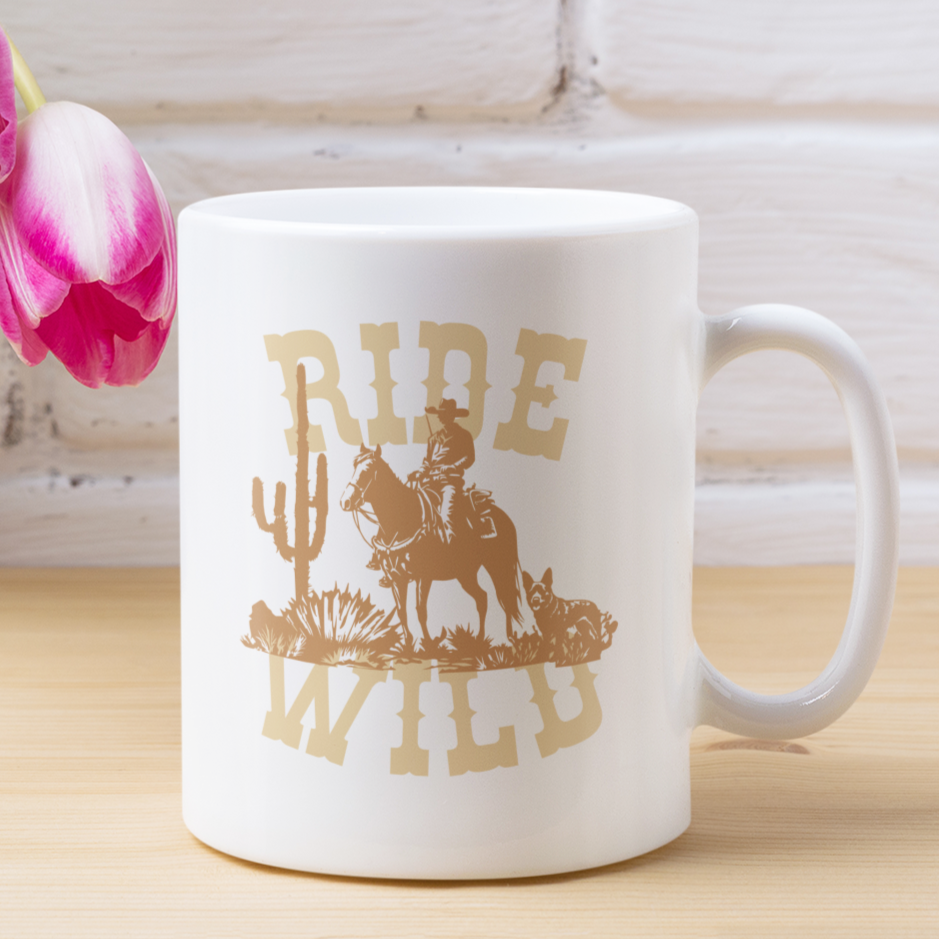 Cowboy Mug Wild West Horse Coffee Mug Dog Lover Gift Cowboy Mug