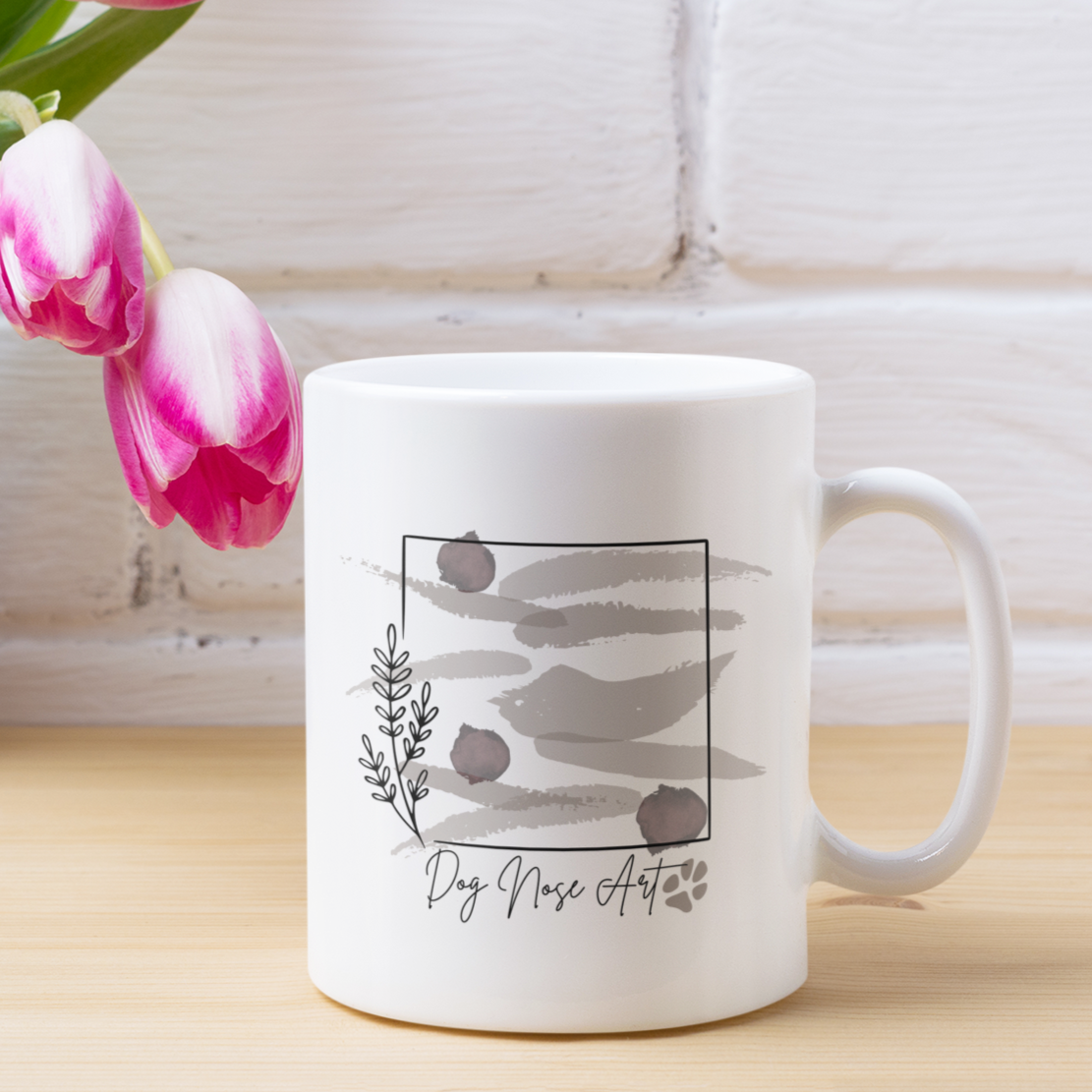 Paw Print Floral Mug Dog Lover Coffee Mug Dog Nose Art Gift For Dog Lover