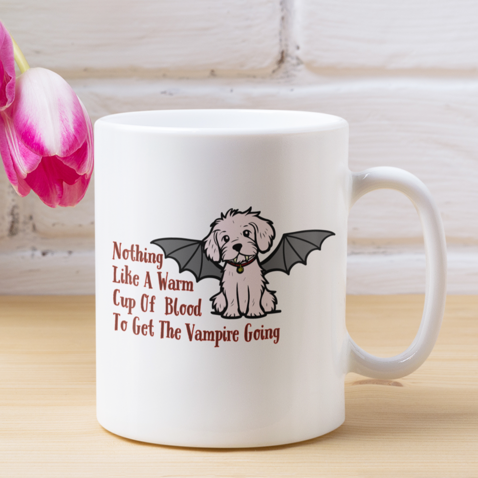 Vampire Blood Dog Lover Mug Bat Dog Dracula Fangs Coffee Mug Bat Wings Dog Mug