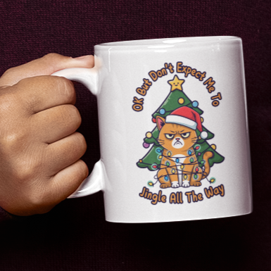Jingle All The Way Christmas Mug Cat Lover Coffee Mug Funny Christmas Gift