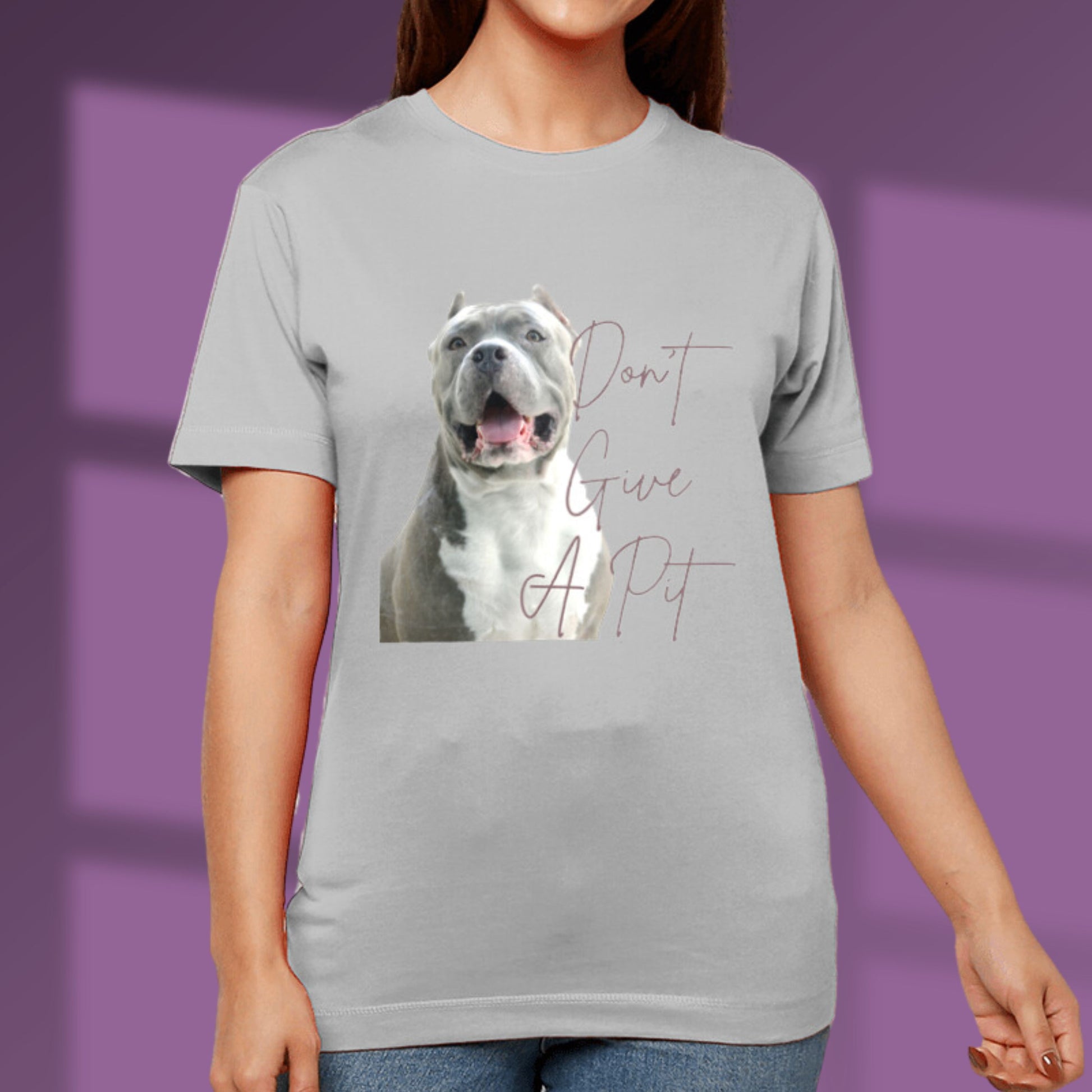 Pitbull Terrier Tshirt Dog Lover Gift Pitbull T shirt Don't Give A Pit bull Terrier Shirt grey