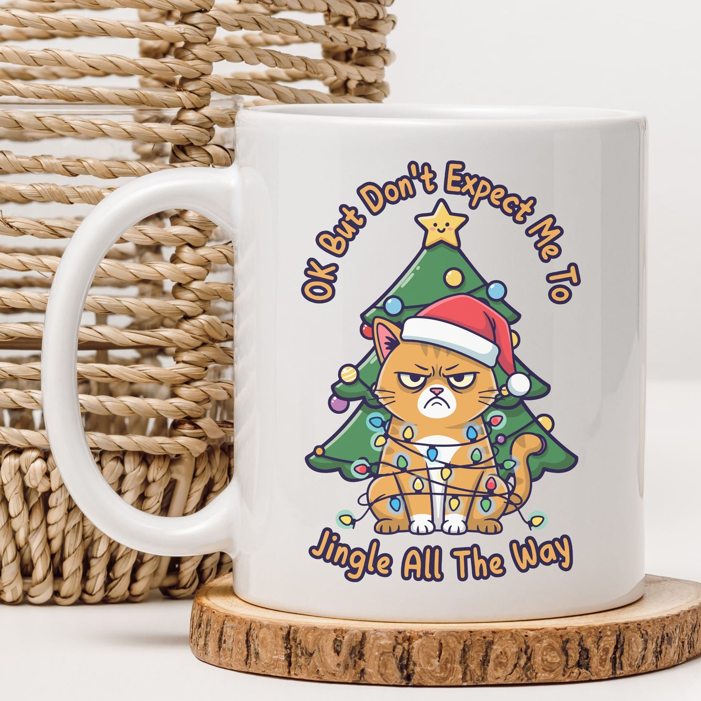 Jingle All The Way Christmas Mug Cat Lover Coffee Mug Funny Christmas Gift