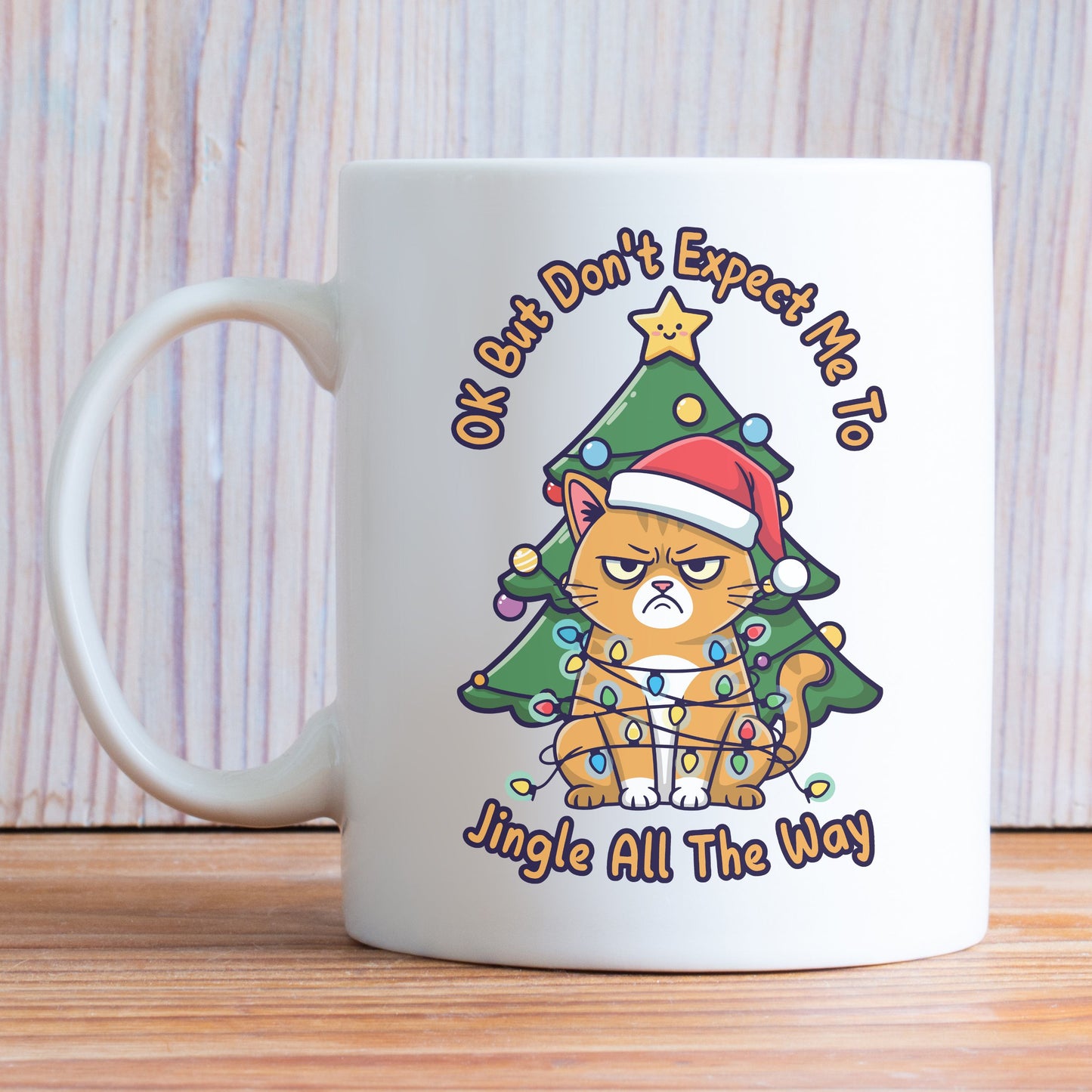 Jingle All The Way Christmas Mug Cat Lover Coffee Mug Funny Christmas Gift