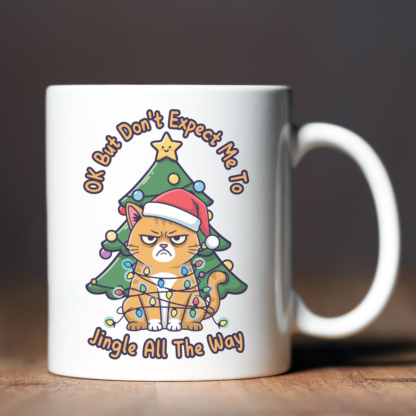 Jingle All The Way Christmas Mug Cat Lover Coffee Mug Funny Christmas Gift
