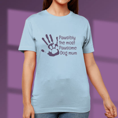 Hand Print Dog Mum Tshirt Paw Print Dog Lover T shirt Dog Owner Gift For Dog Mum blue