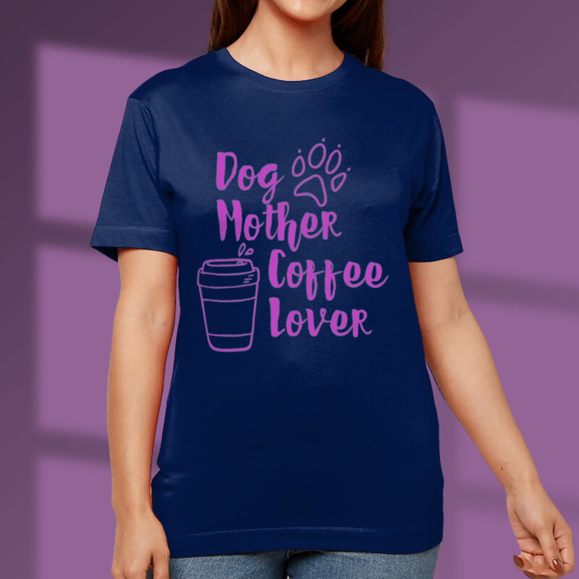 Dog Mum Tshirt Coffee Lover Dog Mum Shirt Dog lover T shirt Dog Mum Gift navy