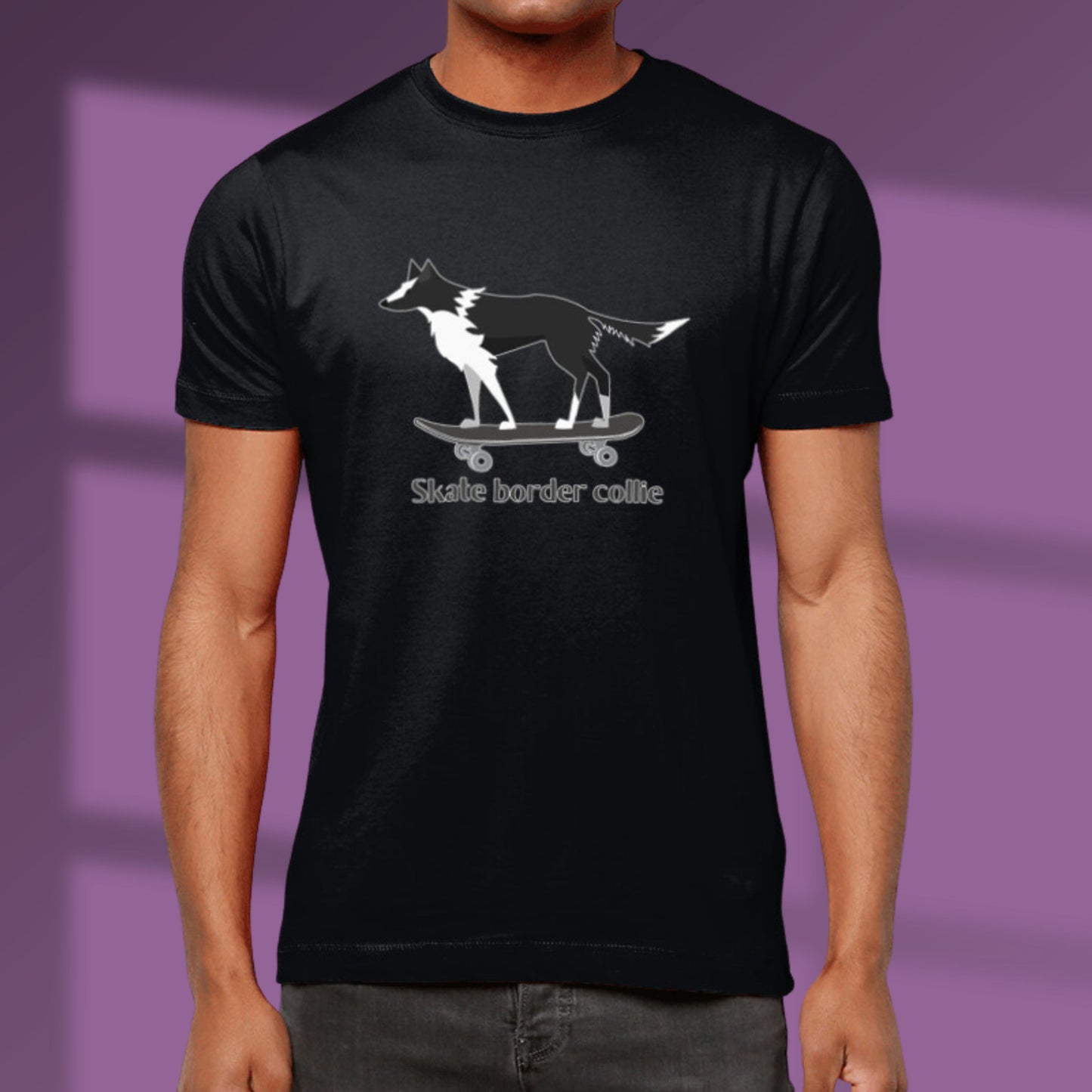 Border Collie Tshirt Collie Dog Skateboarding T shirt Skate Border Collie Dog Lover Gift black