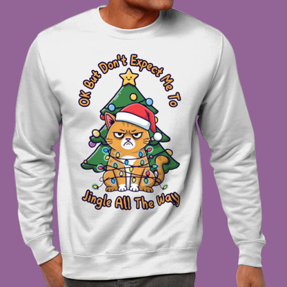 Jingle All The Way Christmas Sweater Cat Lover Sweatshirt Funny Christmas Jumper