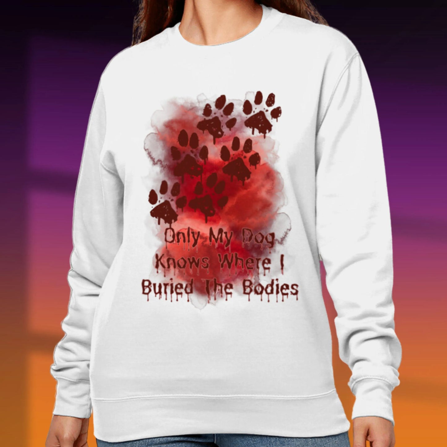 Blood Stained Sweatshirt Paw Print Blood Spatter Sweater Halloween Blood Dog Lover Sweatshirt