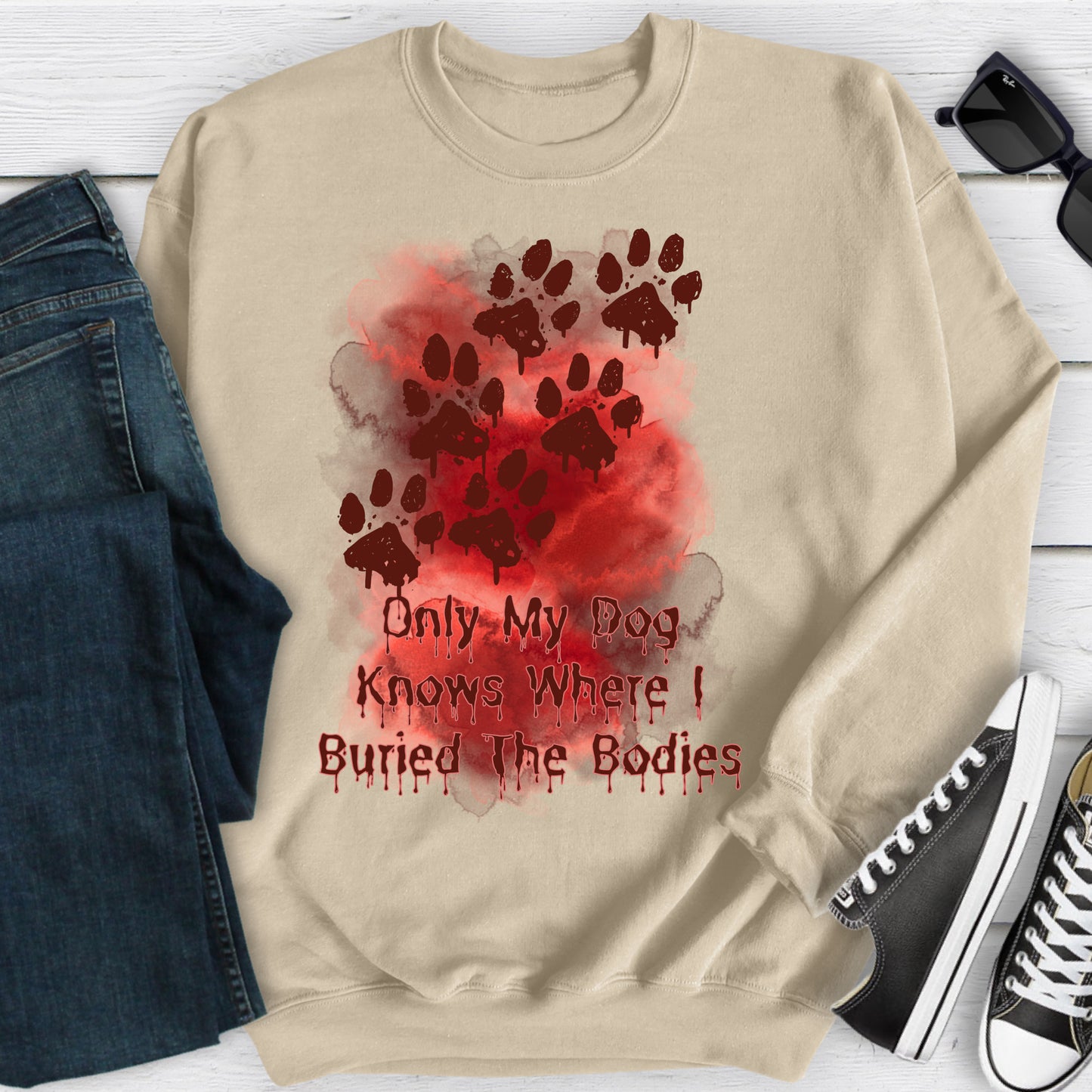 Blood Stained Sweatshirt Paw Print Blood Spatter Sweater Halloween Blood Dog Lover Sweatshirt