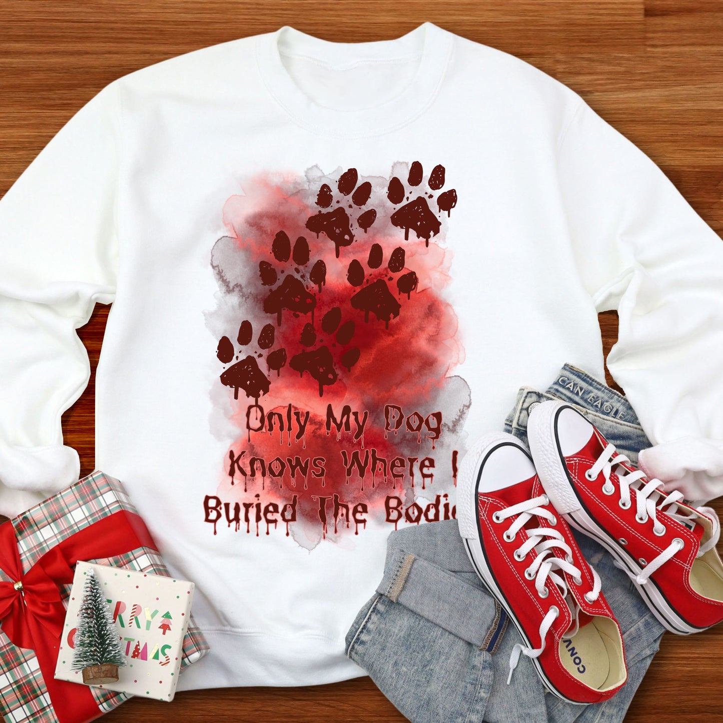 Blood Stained Sweatshirt Paw Print Blood Spatter Sweater Halloween Blood Dog Lover Sweatshirt