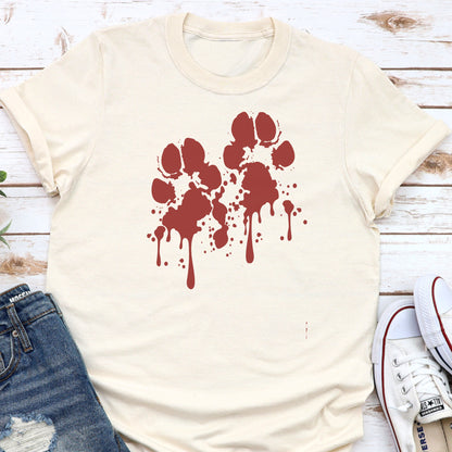 Bloody Pawprints Tshirt Dog Paws Halloween Blood Spatter Tshirt Dog Lover Shirt sand