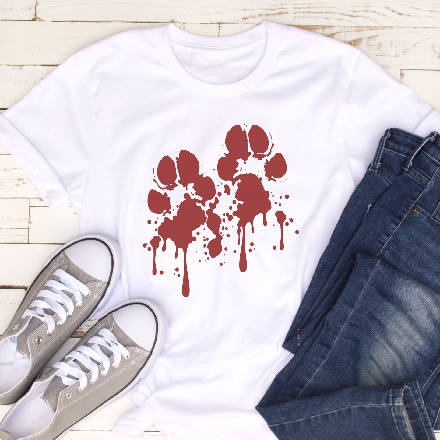 Bloody Pawprints Tshirt Dog Paws Halloween Blood Spatter Tshirt Dog Lover Shirt pink