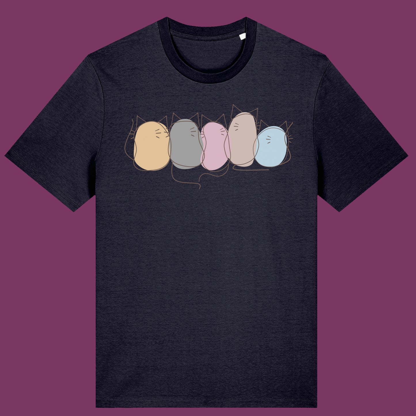 Cute Pastel Cat T-Shirt Kawaii Kitty Graphic Tee Cat Lovers Aesthetic Cat Lover Gift Cute Cat Mum Dad Gift Blob Cat Tshirt