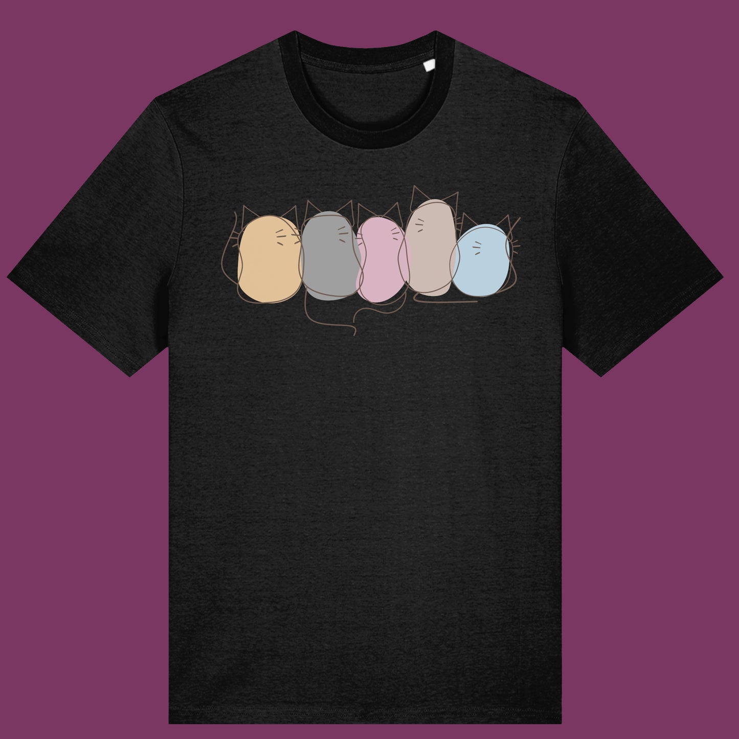 Cute Pastel Cat T-Shirt Kawaii Kitty Graphic Tee Cat Lovers Aesthetic Cat Lover Gift Cute Cat Mum Dad Gift Blob Cat Tshirt