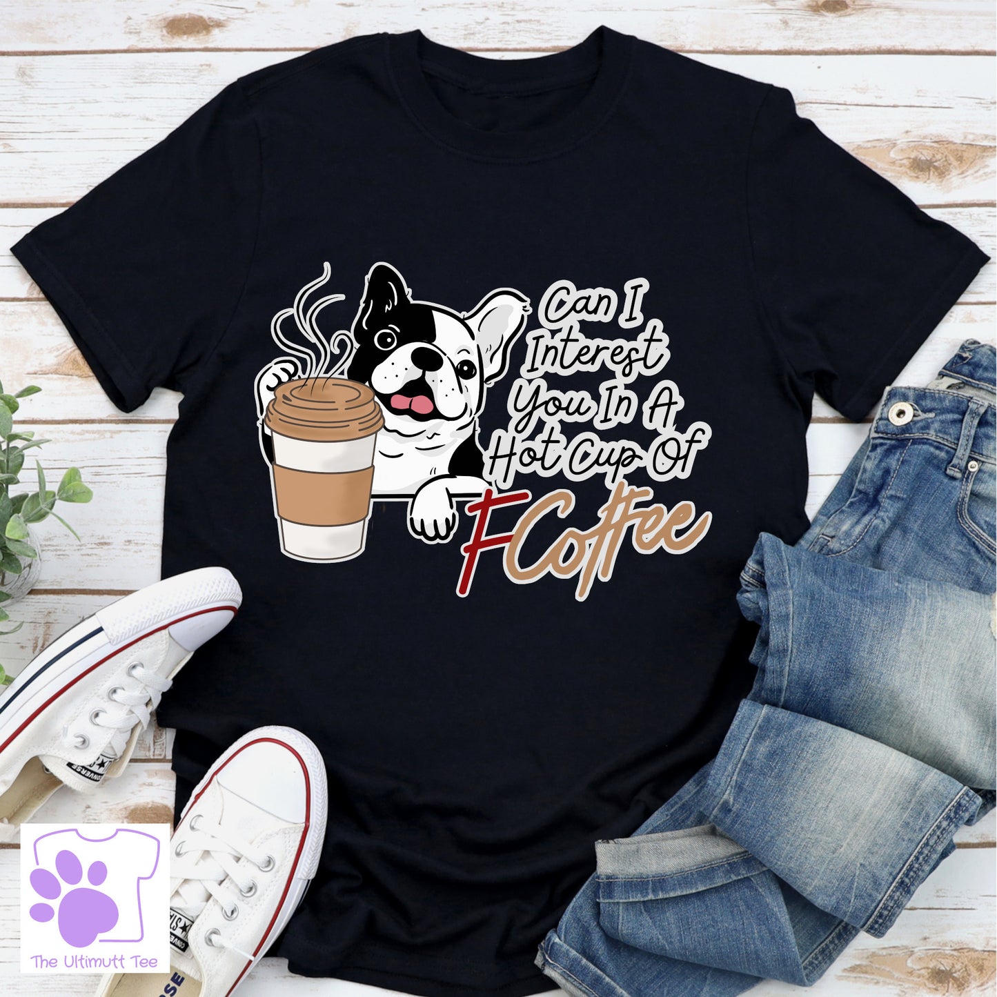 Bulldog Tshirt Funny Dog Lover Tshirt Coffee Lover Shirt Dog Owner Gift For Coffee Drinker