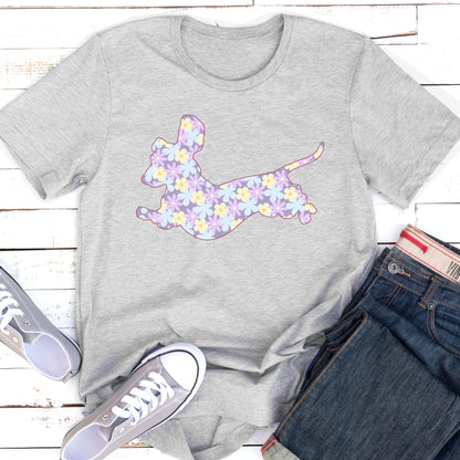 Dachshund Flower Pattern T shirt Dachshund Dog Lover Gift Floral Vegan T-shirt