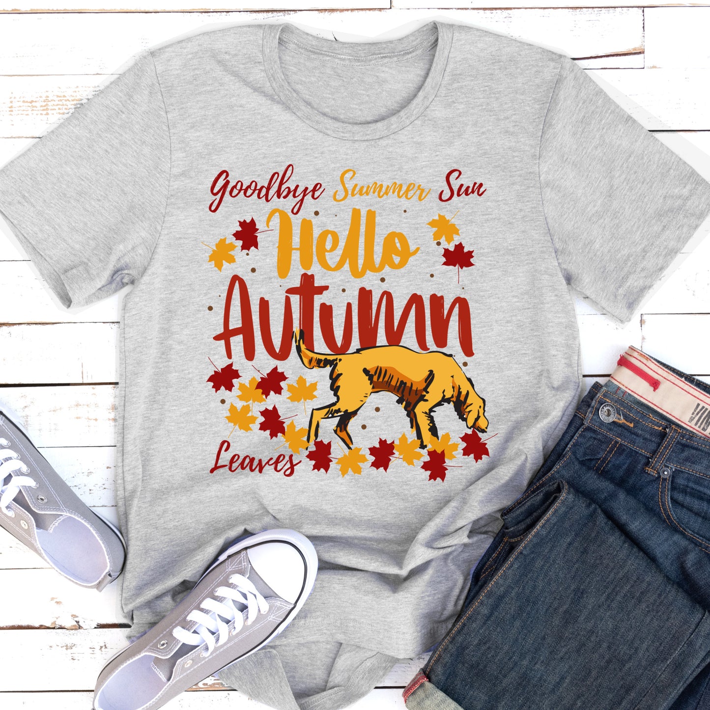 Autumn Leaves Tshirt Dog Walker Shirt Dog Lover T shirt Dog Owner Gift Vegan Tshirt grey