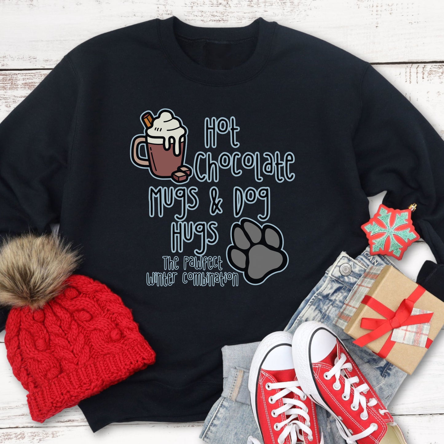 Hot Chocolate Dog Lover Sweatshirt Dog Owner Gift For Dog Lover black