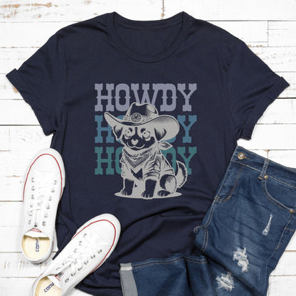 Howdy Cowboy Tshirt Wild West Dog Cowboy Shirt Dog Lover Gift navy