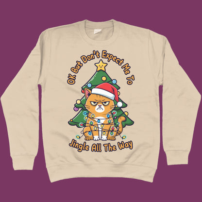 Jingle All The Way Christmas Sweater Cat Lover Sweatshirt Funny Christmas Jumper
