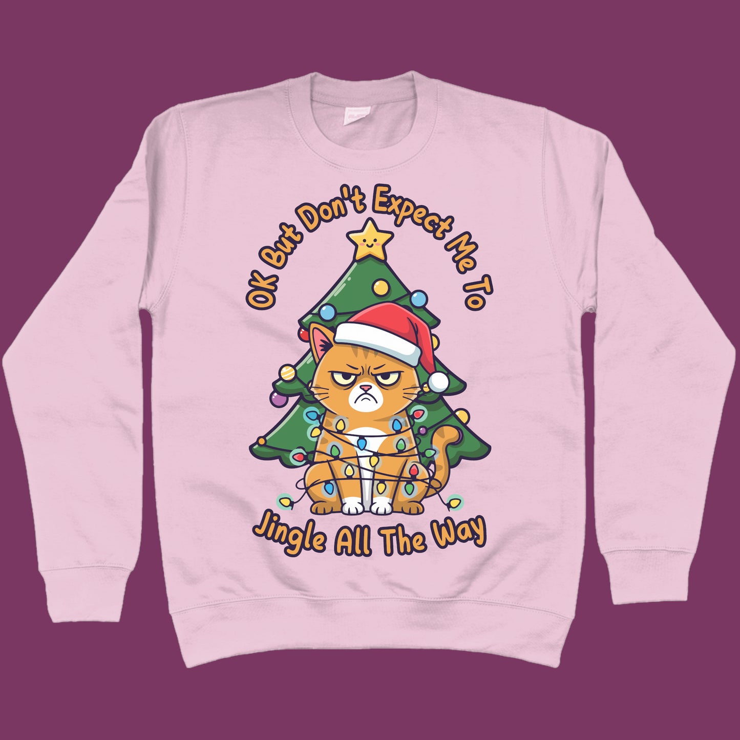 Jingle All The Way Christmas Sweater Cat Lover Sweatshirt Funny Christmas Jumper