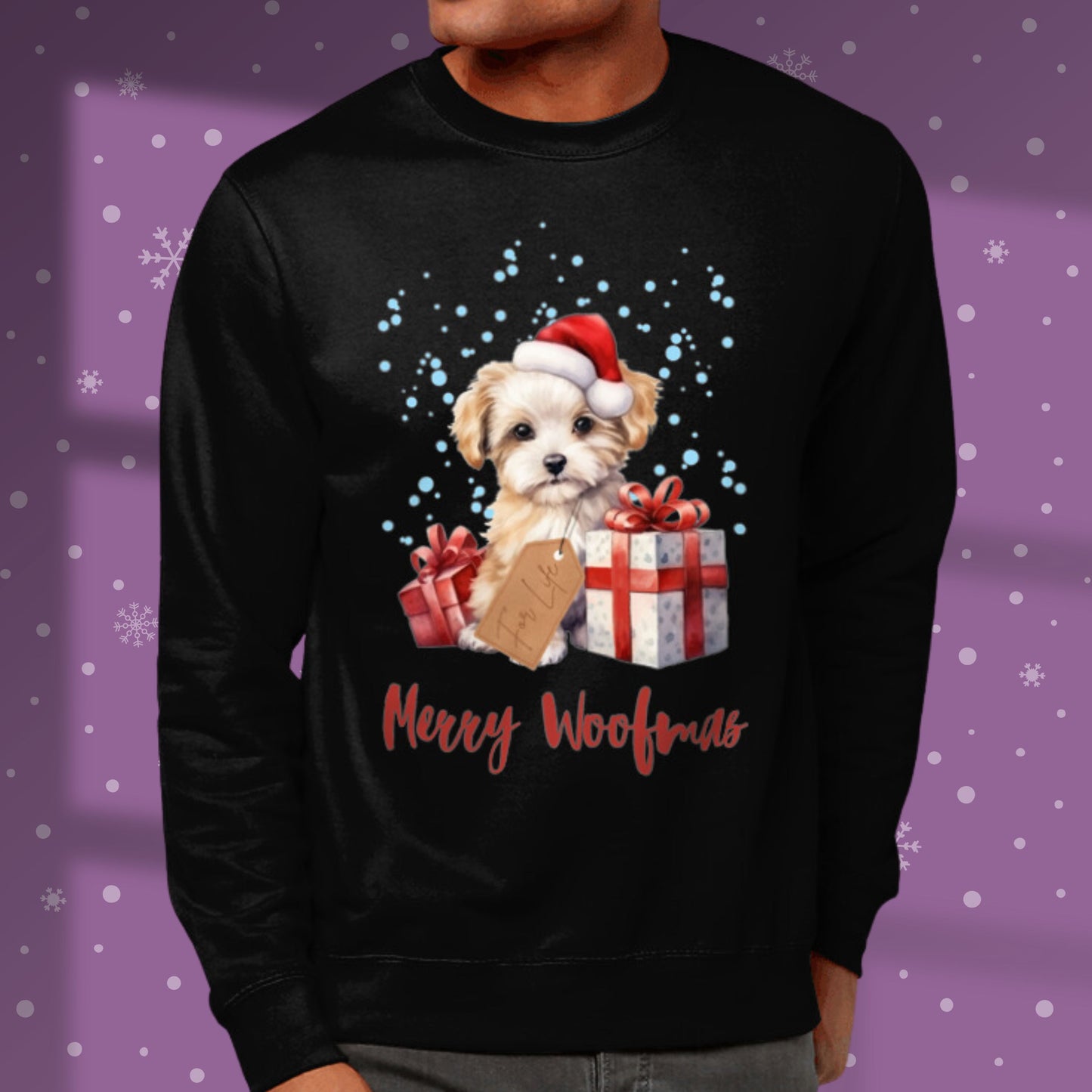 Cute Dog Christmas Sweatshirt Dog Lover Sweater Snow Puppy Christmas Dog Sweatshirt